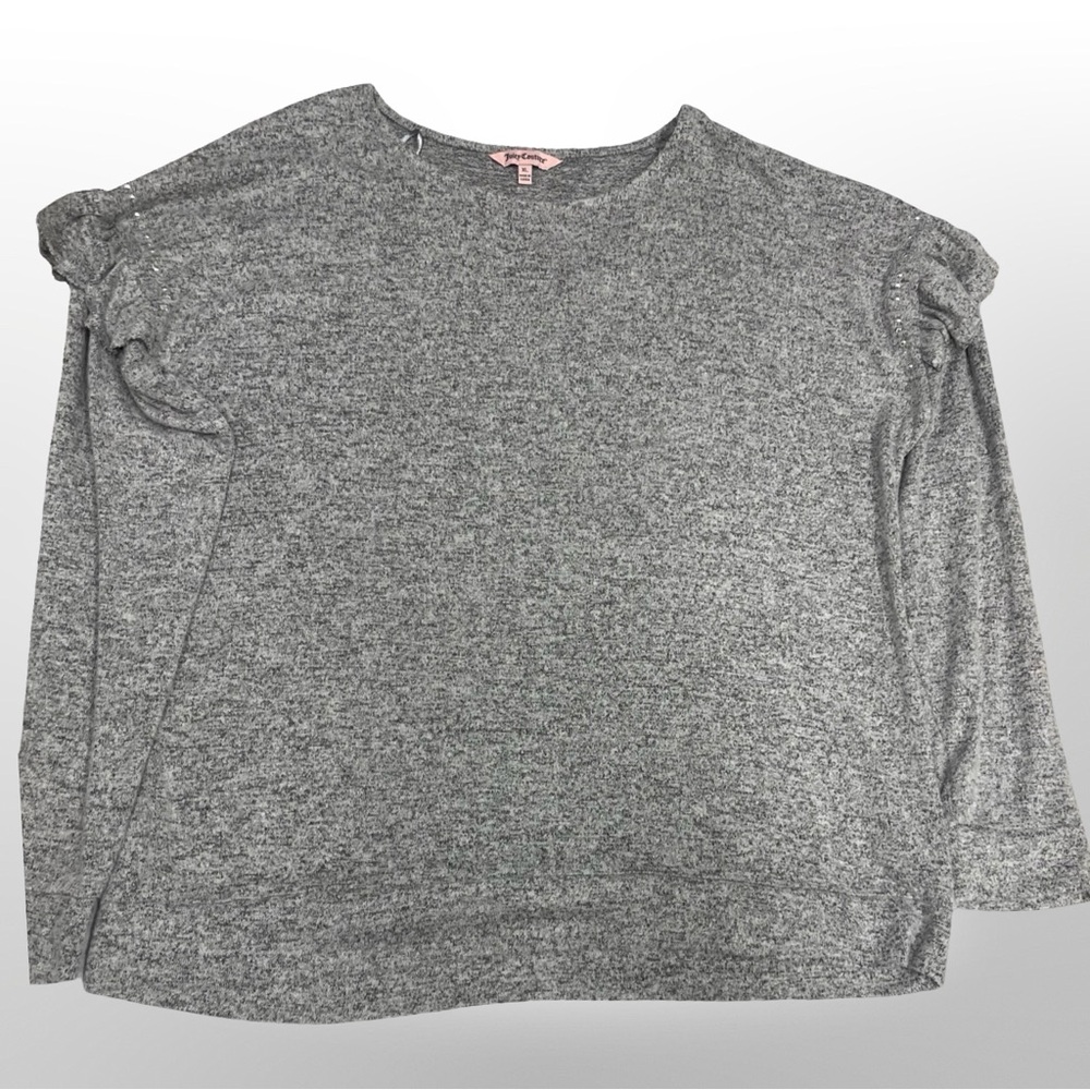 Juicy Couture Top Womens Xl  Long Sleeve Ruffle Sweater With bling Embellishment